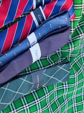 Tommy Hilfiger Blue and Green Ties mrsp 69.50 Each,  get four for one price